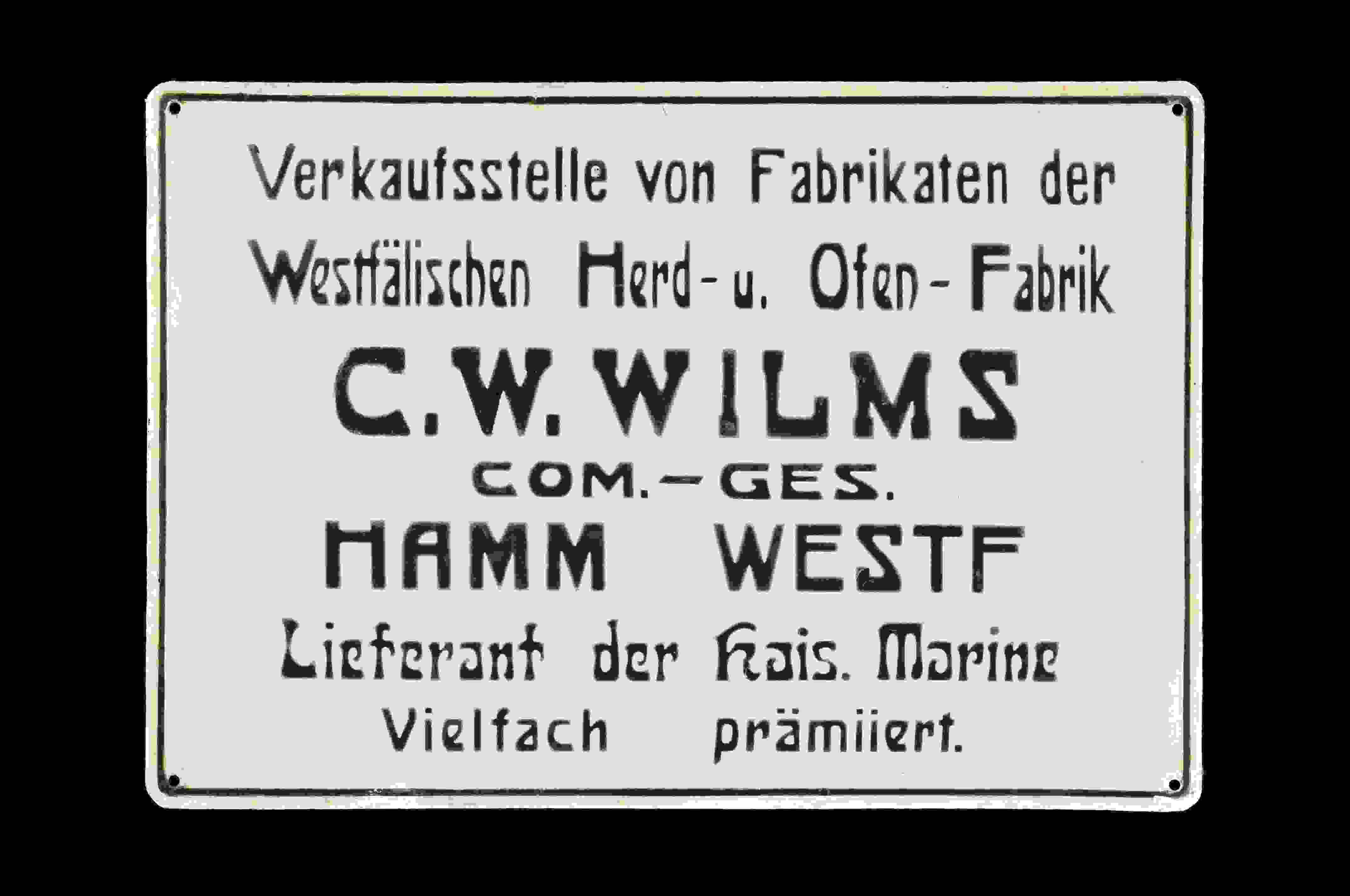 C. W. Wilms Lieferant der Kais. Marine 
