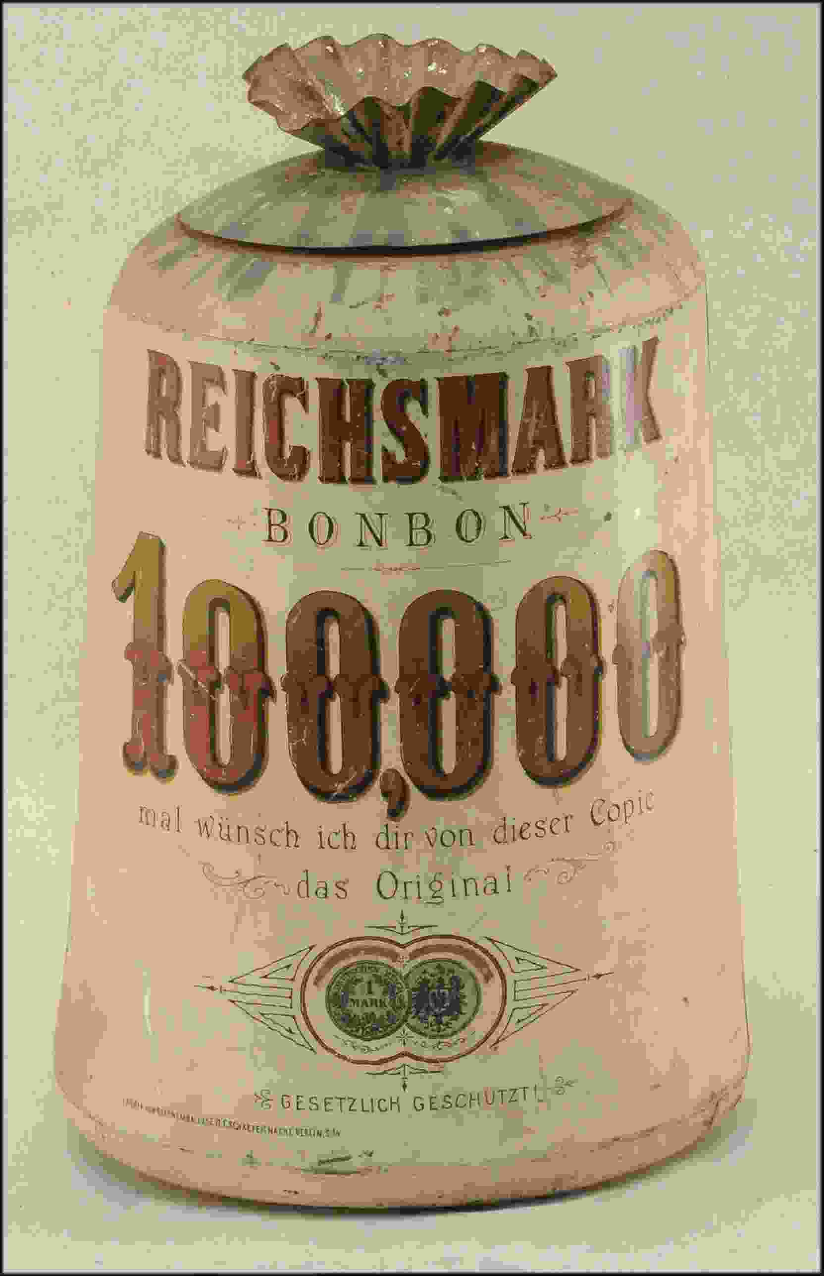 Reichsmark 100.000 Bonbon Blechdose 