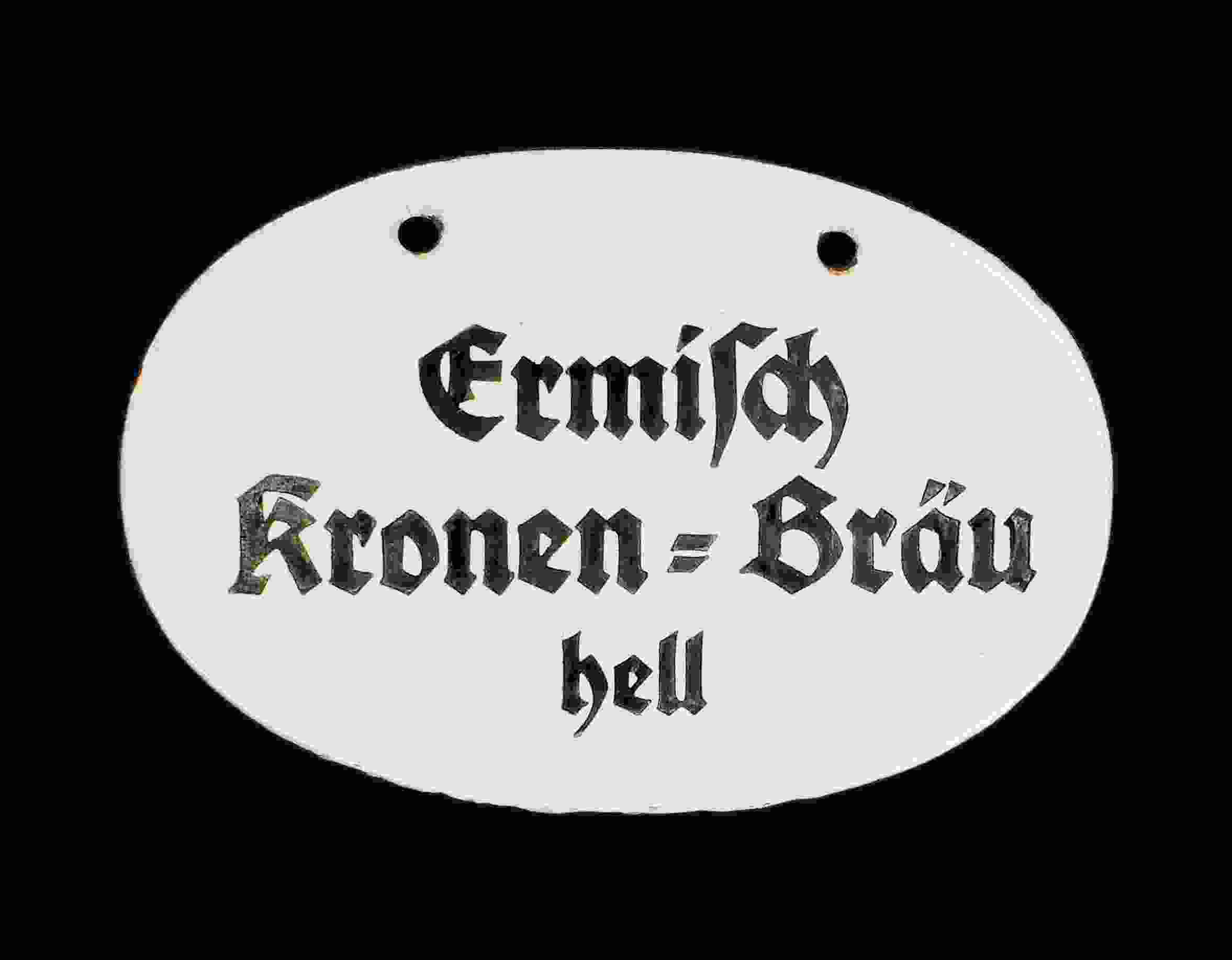 Ermisch Kronen-Bräu Zapfhahnschild 