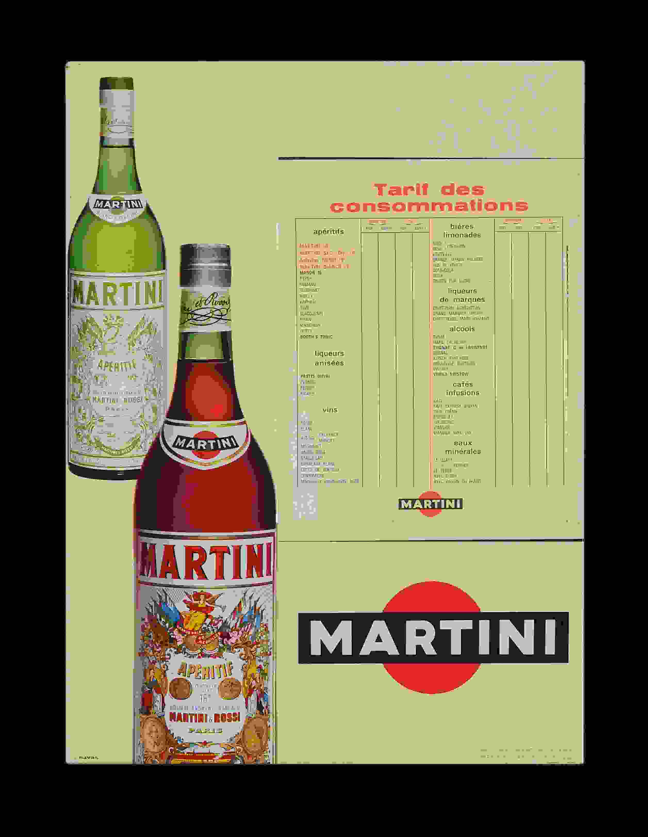 Martini Tarif des consommations 