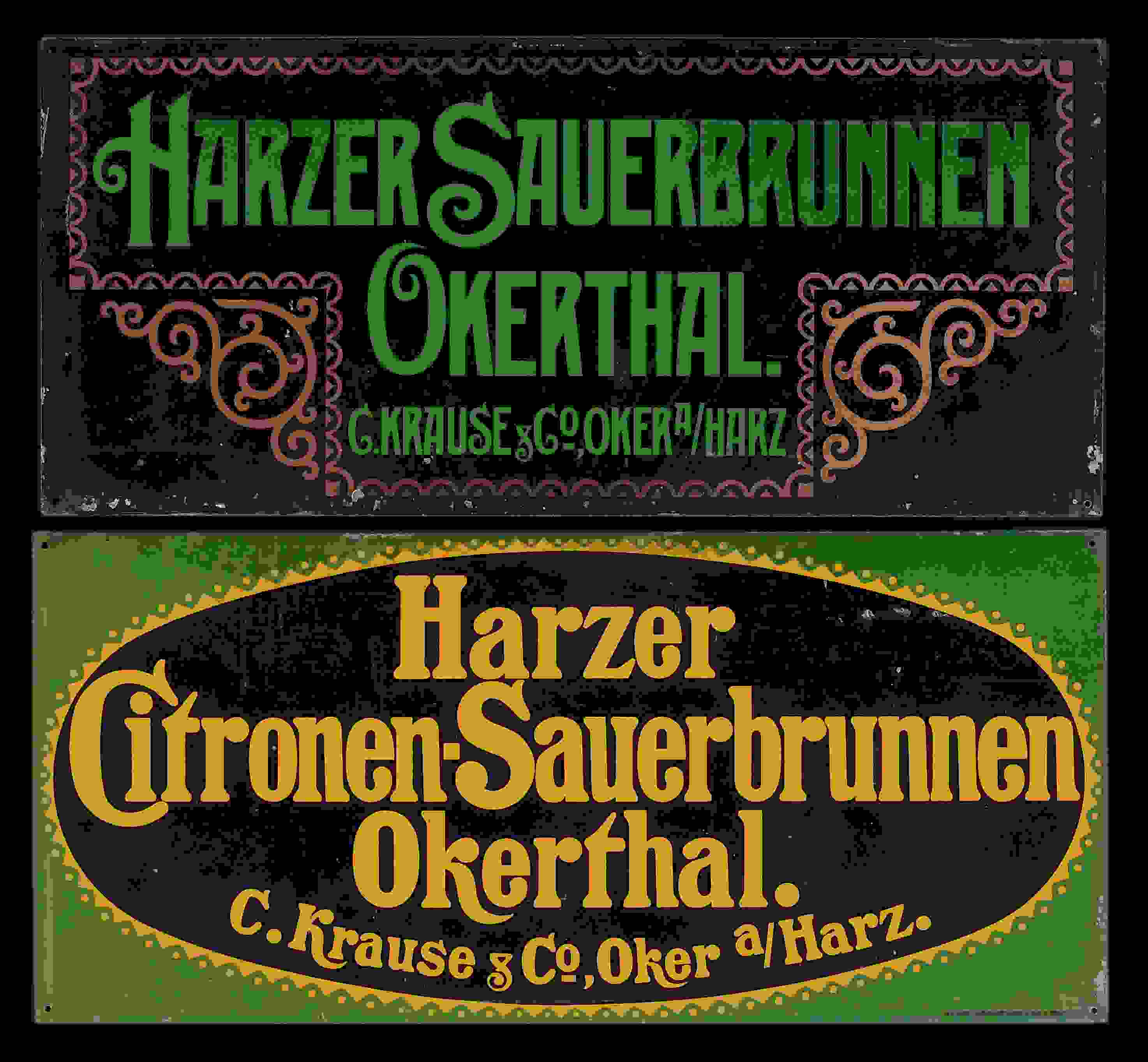 Harzer Sauerbrunnen Konv. 2 Blechschilder 