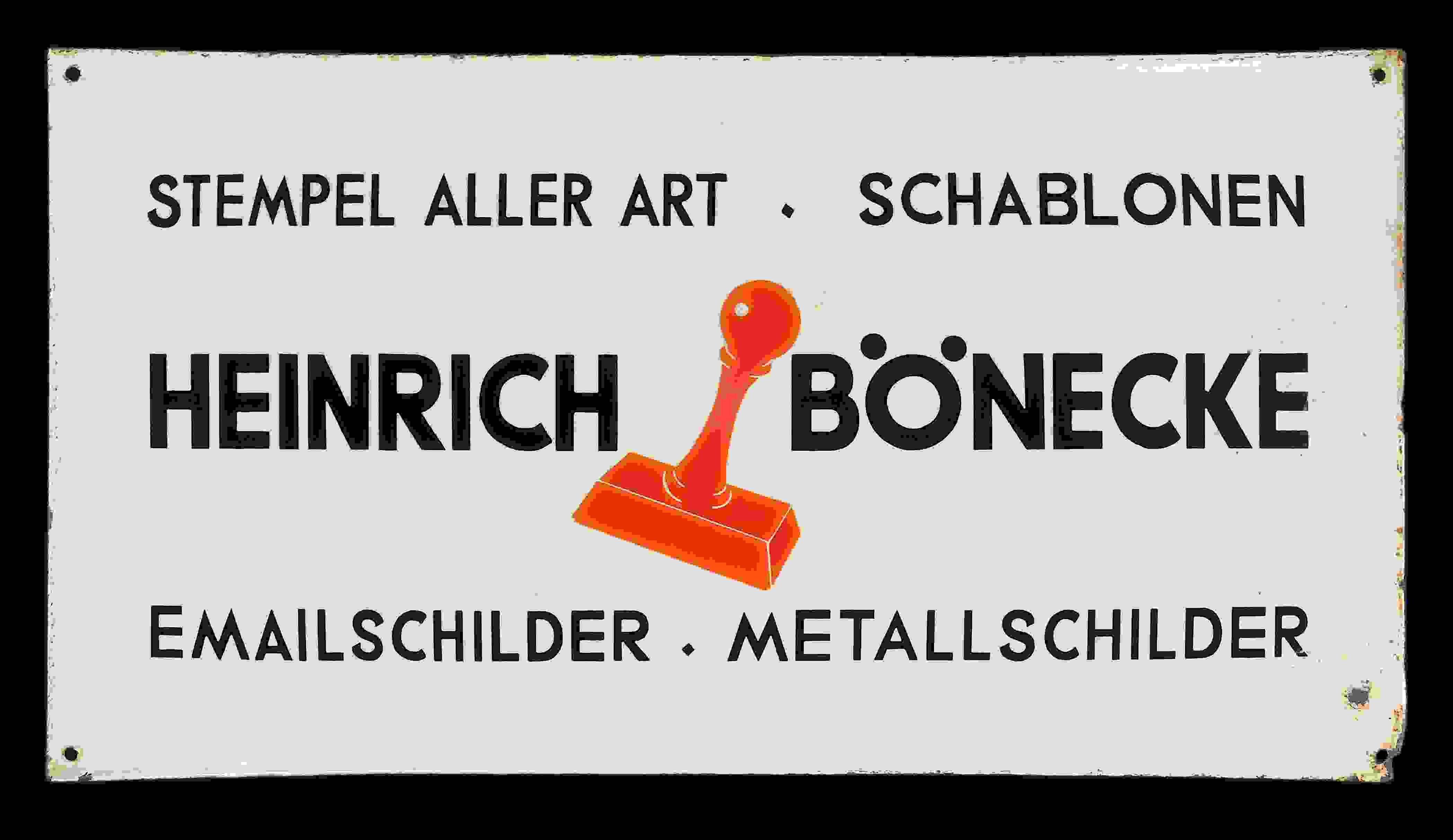 Heinrich Bönecke Stempel Emailschilder 