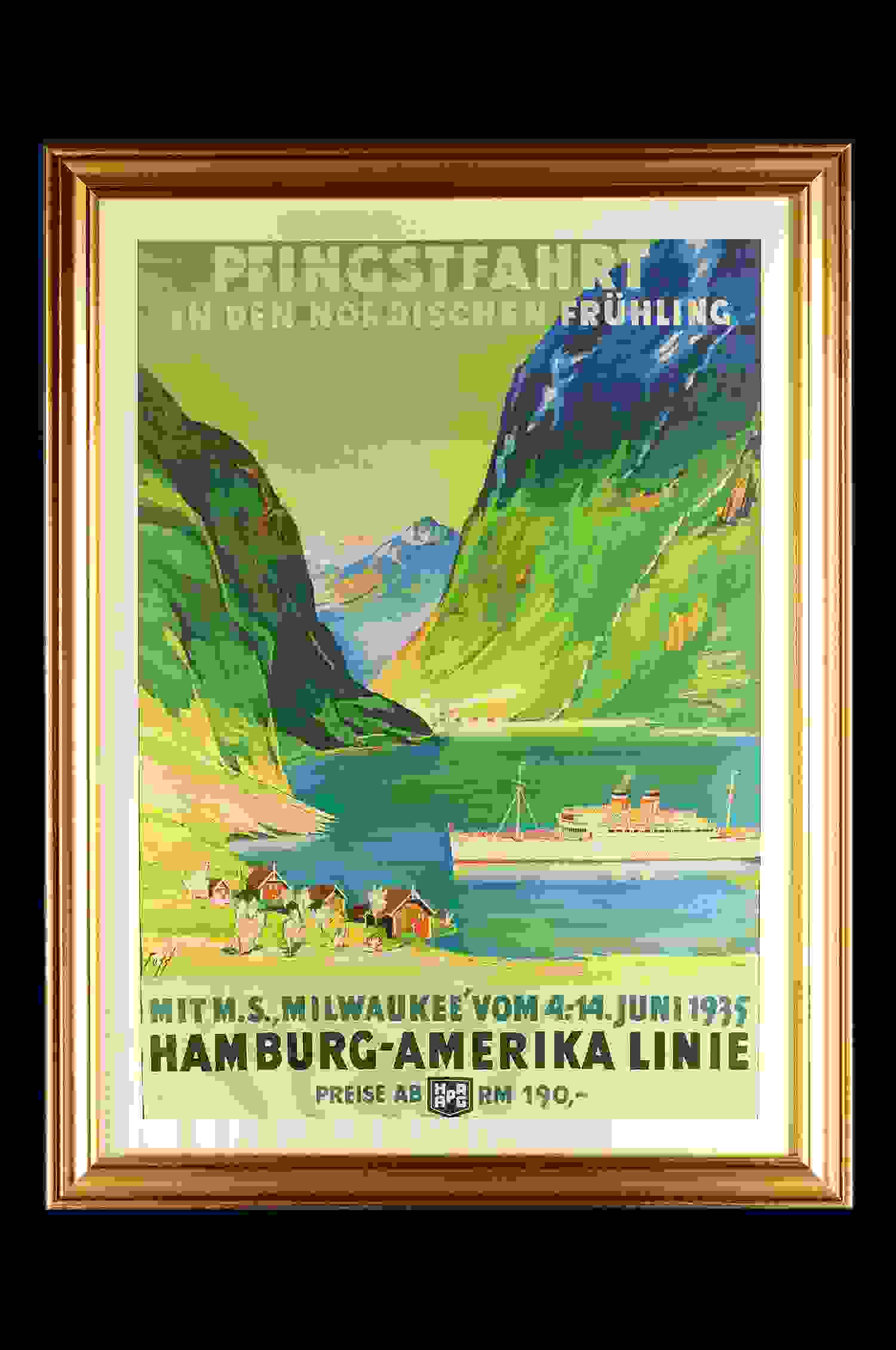 HAPAG Pfingstfahrt Plakat im Rahmen 